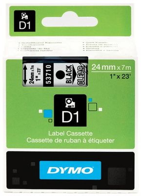 Dymo 53710 Black On Clear D1 Adhesive Labelling Tape 24mm x 7m (S0720920)
