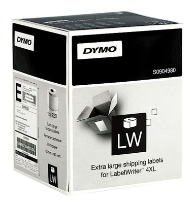 Dymo S0904980 Extra Large Shipping Labels 1 x 220 Adhesive Labels 104mm x 159mm (S0904980)