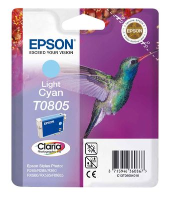 Epson T0805 Light Cyan Ink Cartridge - (C13T080540 Hummingbird)