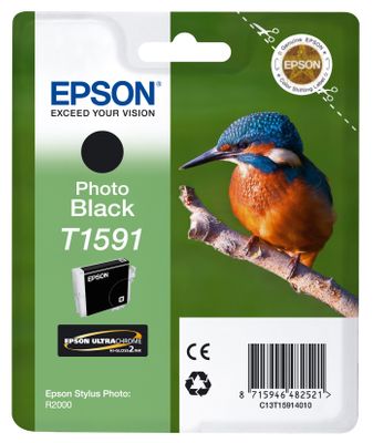 Epson T1591 Photo Black Ink Cartridge - (C13T159140 Kingfisher)