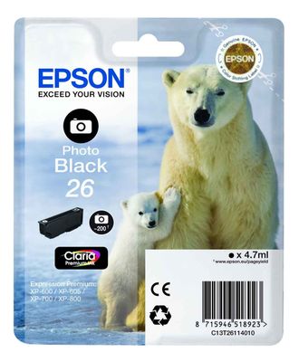 Epson 26 Photo Black Ink Cartridge - (T2611 Polar Bear)