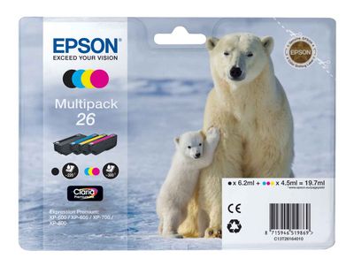 Epson 26 4 Colour Ink Cartridge Multipack - (T2616 Polar Bear)