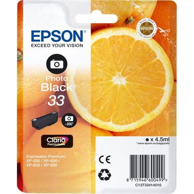 Epson 33 Photo Black Ink Cartridge - (T3341 Oranges)