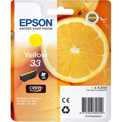Epson 33 Yellow Ink Cartridge - (T3344 Oranges)