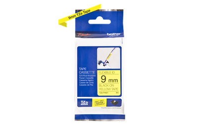 Brother TZe-FX621 Black On Yellow Flexi ID P-Touch Adhesive Labelling Tape 9mm x 8m