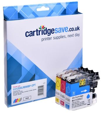 Compatible Brother LC125XL High Capacity 3 Colour Ink Cartridge Multipack (LC-125XLRBWBP)