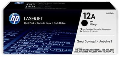 HP 12A Black Toner Cartridge Twin Pack - (Q2612AD)