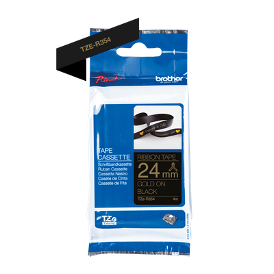Brother TZE-R354 Gold On Black Non-Adhesive Ribbon Tape Cassette 24mm x 4m