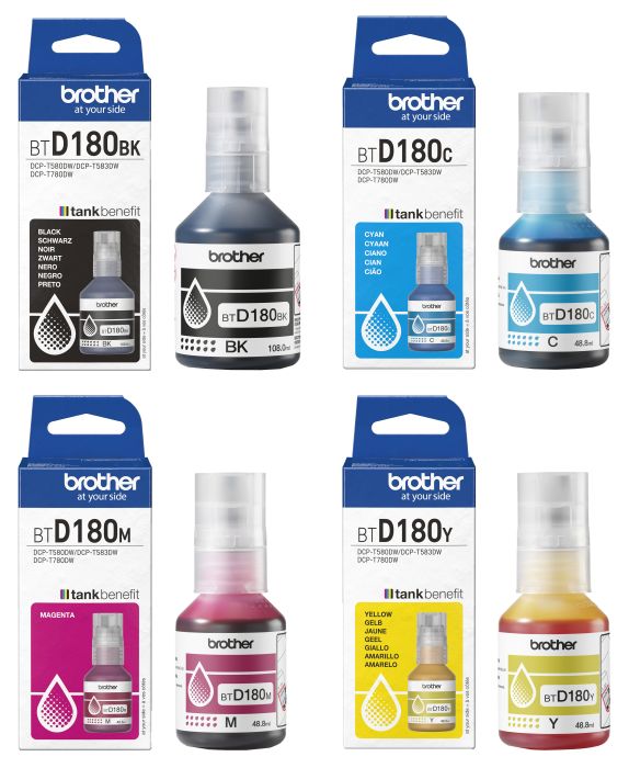 Brother BTD180 4 Colour Ink Bottle Multipack 