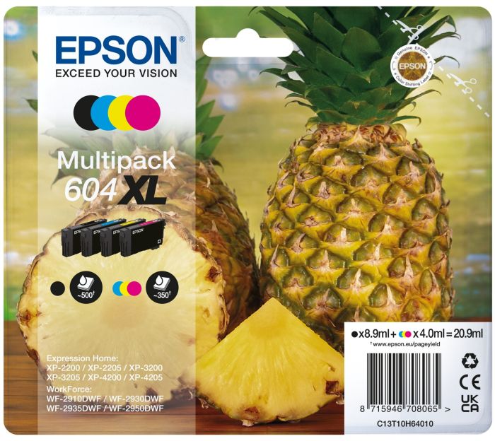 Epson 604XL High Capacity 4 Colour Ink Cartridge Multipack - (C13T10H64010 Pineapple)