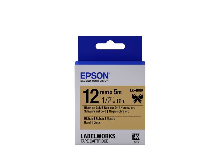 Epson C53S654001 Black on Gold Labelling Tape (12mm x 5m) 