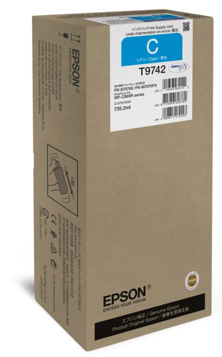 Genuine High Capacity Cyan XXL Epson T9742 Ink Cartridge - (C13T974200)