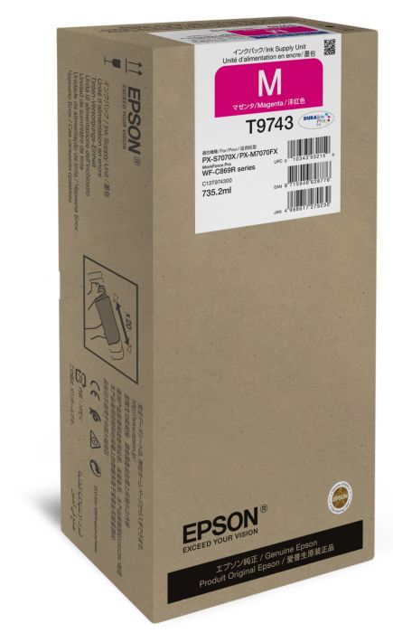 Genuine High Capacity Magenta XXL Epson T9743 Ink Cartridge - (C13T974300)