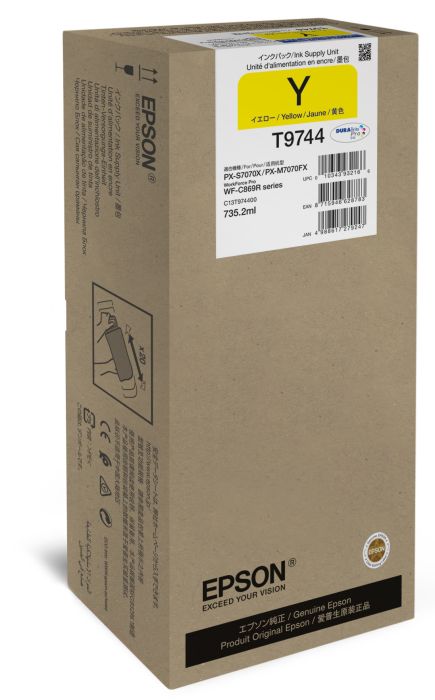 Genuine High Capacity Yellow XXL Epson T9744 Ink Cartridge - (C13T974400)