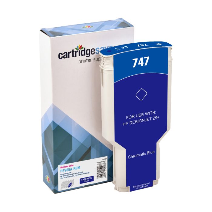 Compatible HP Chromatic Blue 747 Ink Cartridge - (P2V85A)