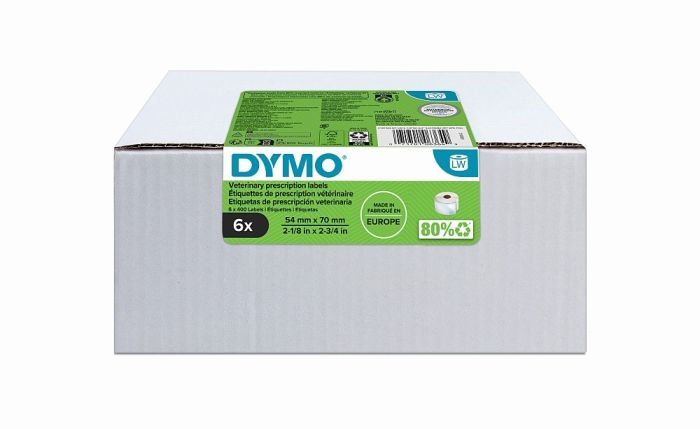 Dymo 2187328 Veterinary Prescription Labels - 2400 Labels 70 x 54mm