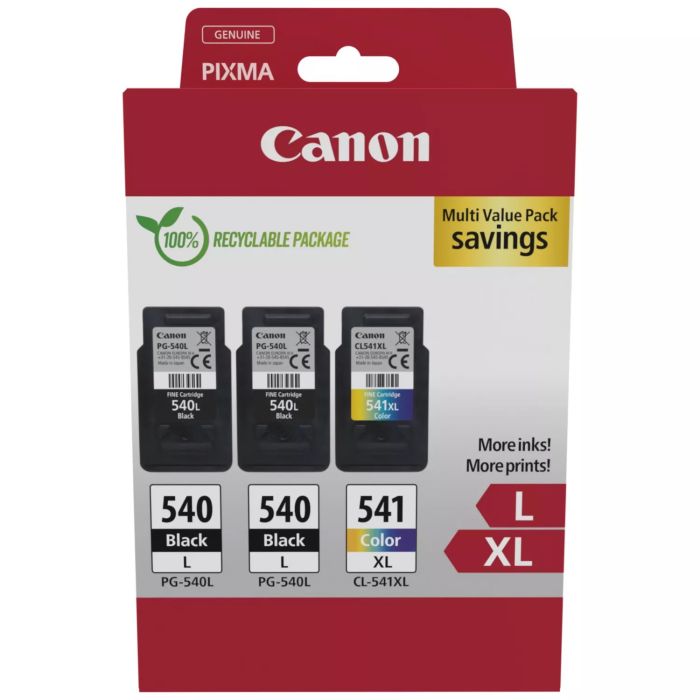 Canon PG-540L/CL-541XL 2 Black & 1 Tri-Colour Ink Cartridge Multipack (5224B017)