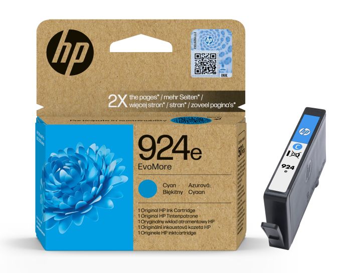HP 924e EvoMore High Capacity Cyan Ink Cartridge - (4K0U7NE)