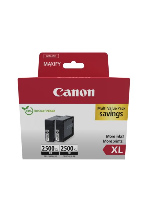 Canon PGI-2500XLBK High Capacity Black Ink Cartridge Twin Pack - (9254B011)
