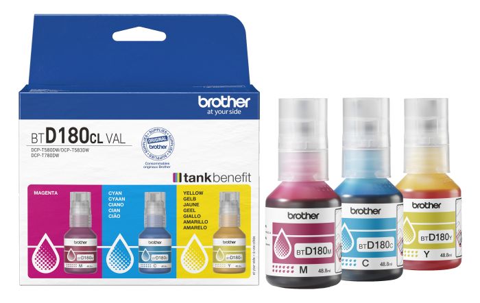 Brother BTD180 3 Colour Ink Bottle Multipack - (BTD180CLVAL)