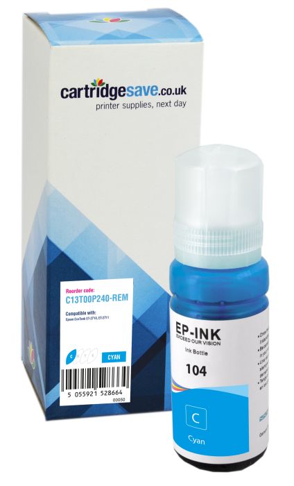 Compatible Epson 104 Cyan Ink Bottle - (C13T00P240)