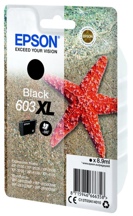 Epson 603XL High Capacity Black Ink Cartridge - (C13T03A14010 Starfish)