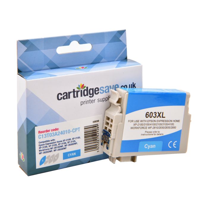 Compatible High Capacity Epson 603XL Cyan Ink Cartridge - (C13T03A24010 Starfish)