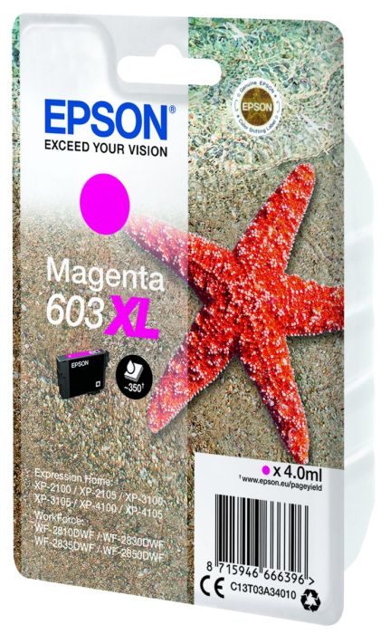 Epson 603XL High Capacity Magenta Ink Cartridge - (C13T03A34010 Starfish)