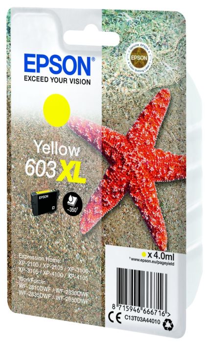 Epson 603XL High Capacity Yellow Ink Cartridge - (C13T03A44010 Starfish)
