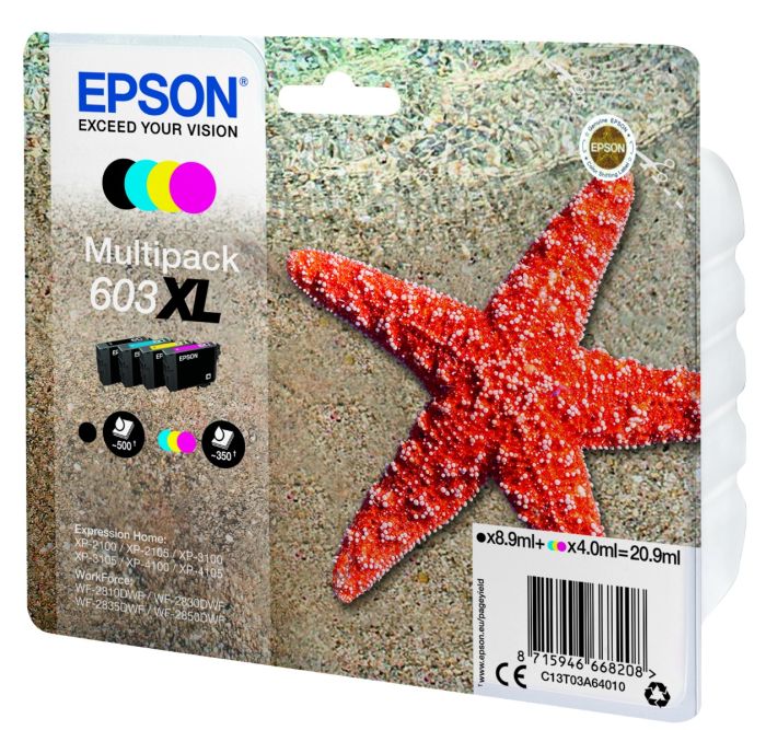 Epson 603XL High Capacity 4 Colour Ink Cartridge Multipack (C13T03A64010 Starfish)
