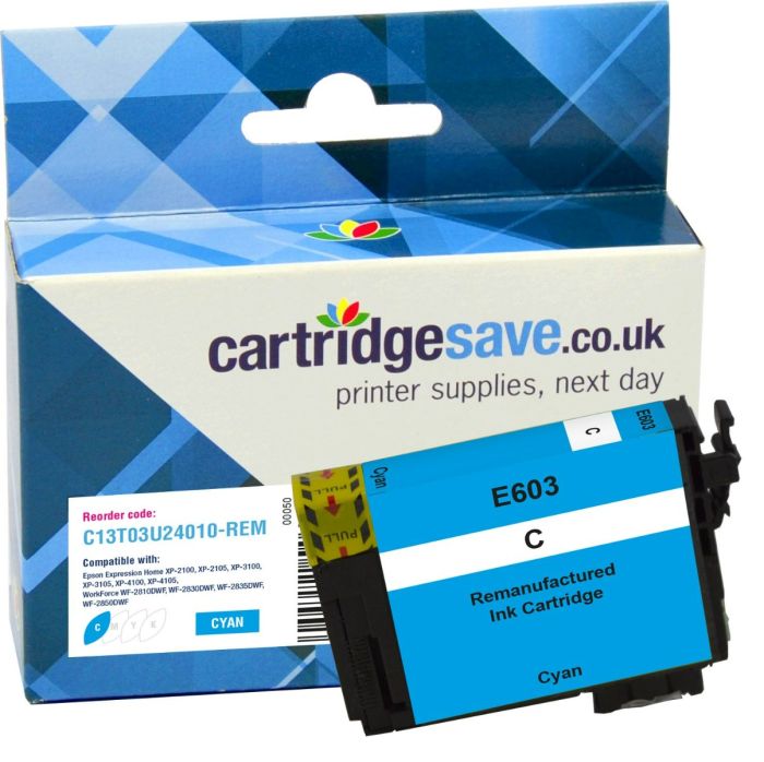 Compatible Epson 603 Cyan Ink Cartridge - (C13T03U24010 Starfish)