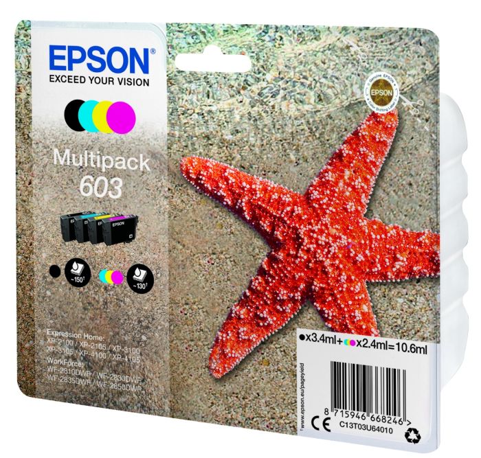 Epson 603 4 Colour Ink Cartridge Multipack - (C13T03U64010 Starfish)