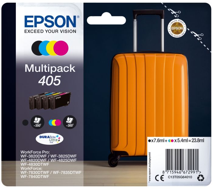 Epson 405 4 Colour Ink Cartridge Multipack - (C13T05G64010 Suitcase)