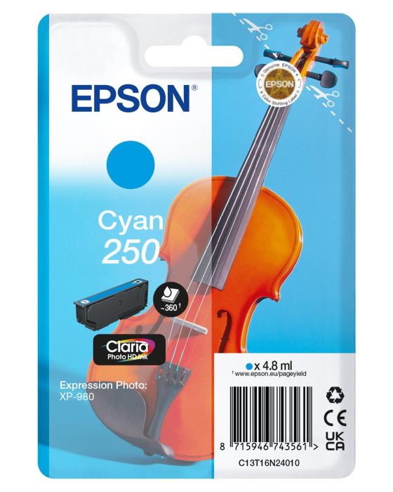 Epson 250 Cyan Ink Cartridge - (C13T16N24010 Violin)