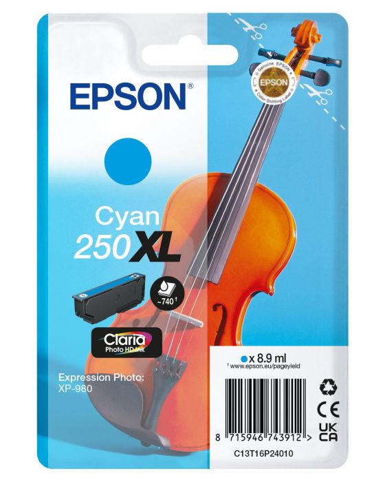 Epson 250XL Cyan High Capacity Ink Cartridge - (C13T16P24010 Violin)