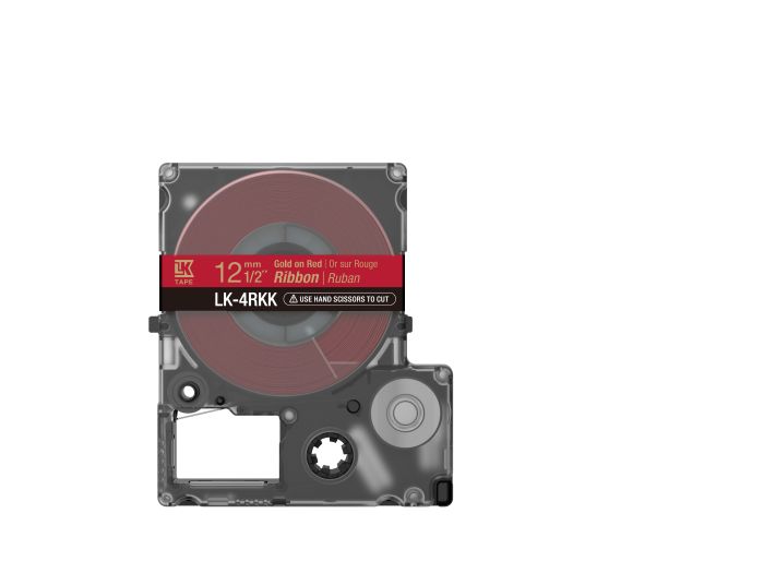 Epson C53S654033 Gold on Red Satin Ribbon Label Tape 12mm x 5m - (LK-4RKK)