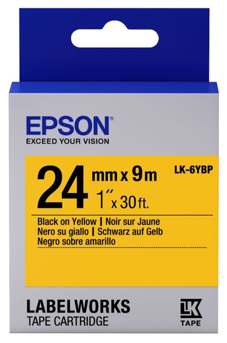 Epson C53S656005 Black on Yellow Label Tape 24mm x 9m - (LK-6YBP)