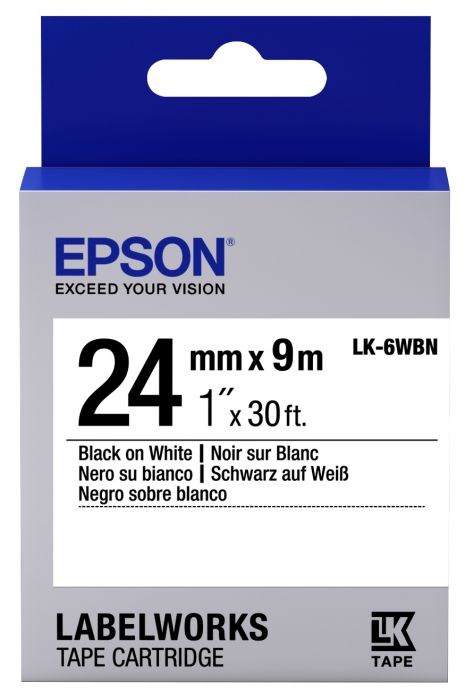 Epson C53S656006 Black on White Label Tape 24mm x 9m - (LK-6WBN)