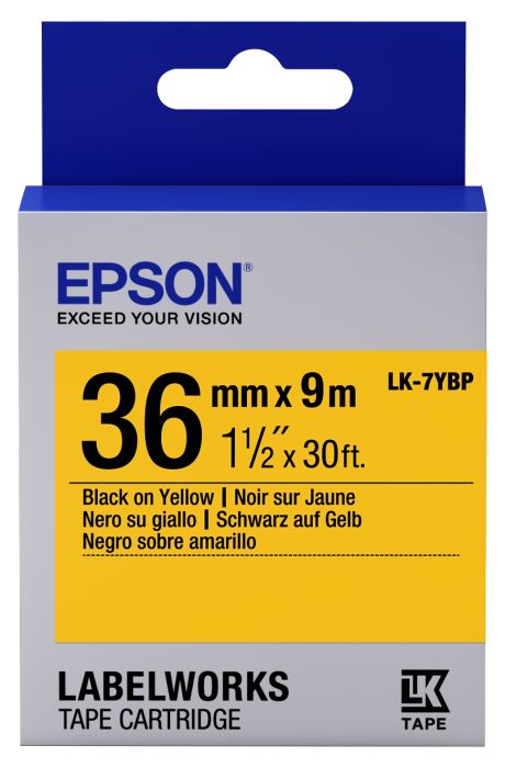 Epson C53S657005 Black on Yellow Label Tape 36mm x 9m - (LK-7YBP)