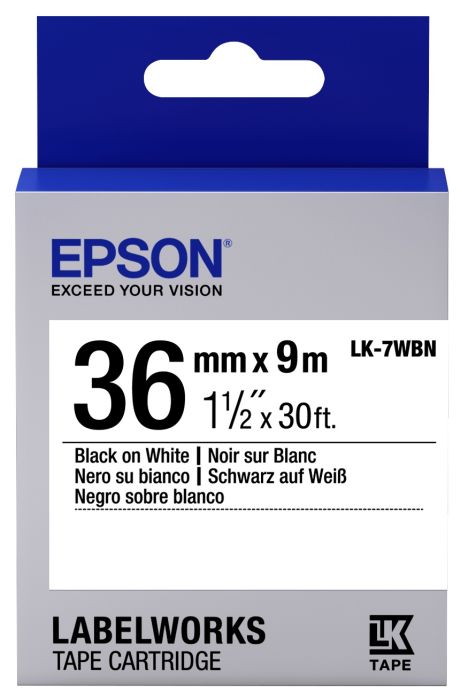 Epson C53S657006 Black on White Label Tape 36mm x 9m - (LK-7WBN)