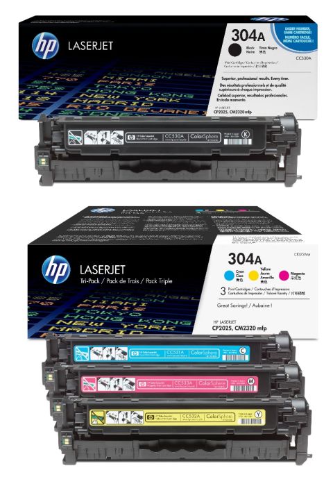 HP 304A 4 Colour Toner Cartridge Multipack (CC530A & CF372AM)