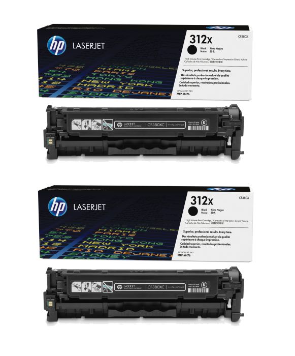 HP 312X High Capacity Black Toner Cartridge Twin Pack - (CF380XD)