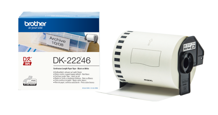 Brother DK-22246 Black On White 103mm x 30.48m Strong Adhesive Continuous Tape Paper