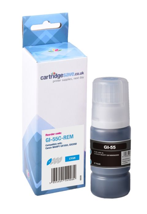 Compatible Canon GI-55C Cyan Ink Bottle - (6289C001)