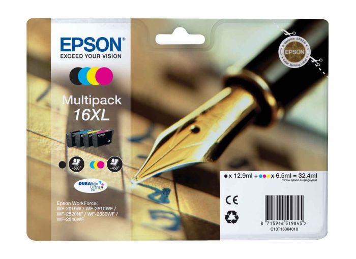 Epson 16XL 4 Colour High Capacity Ink Cartridge Multipack (T1636 Pen and Crossword)