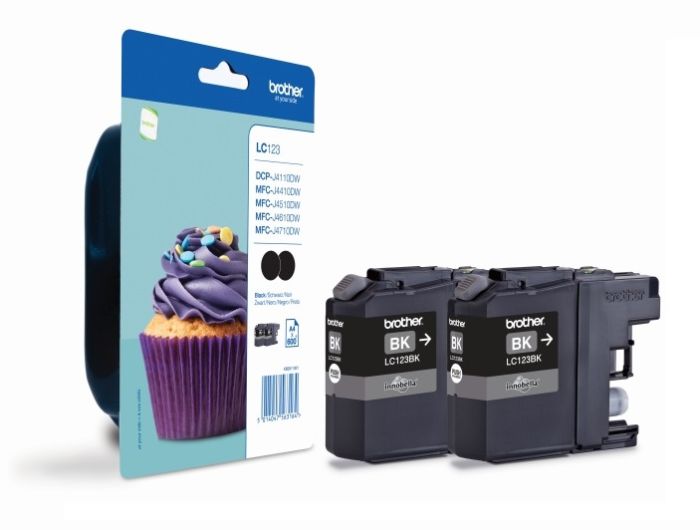 Brother LC123BK Black Ink Cartridge Twin Pack (LC123BKBP2)