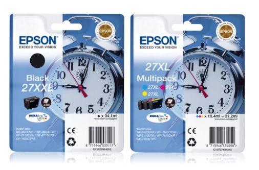 Epson 27XXL Extra High Capacity Black & 27XL High Capacity 3 Colour Ink Cartridge Multipack - (Alarm Clock)