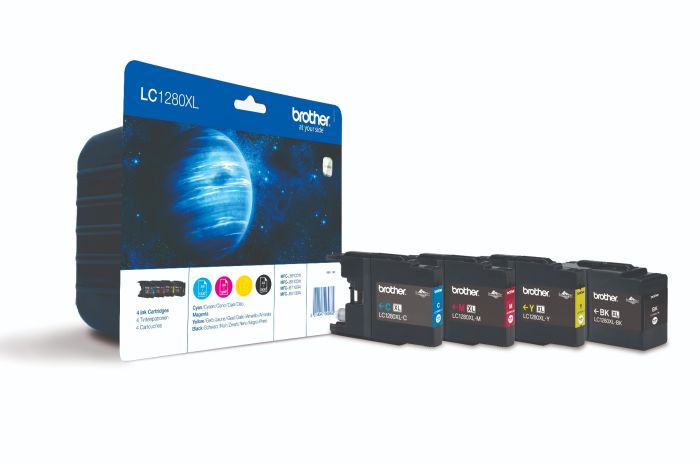 High Capacity 4 Colour Brother LC1280XL Ink Cartridge Multipack (LC-1280XLBK/C/M/Y)