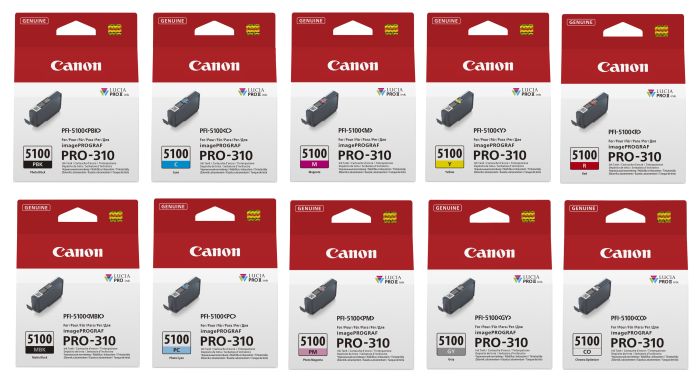 Canon PFI-5100 10 Colour Ink Cartridge Multipack 