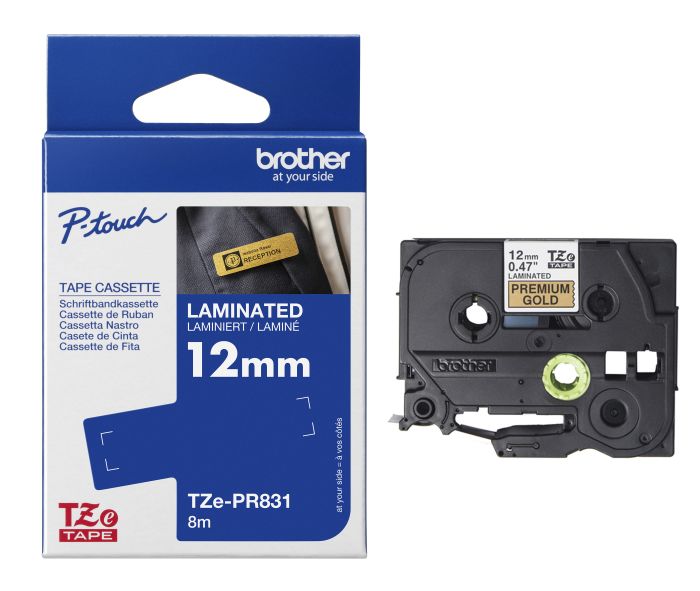 2-Pack 12mm Gold On Black Label Tape For Brother P-Touch TZe Label Makers